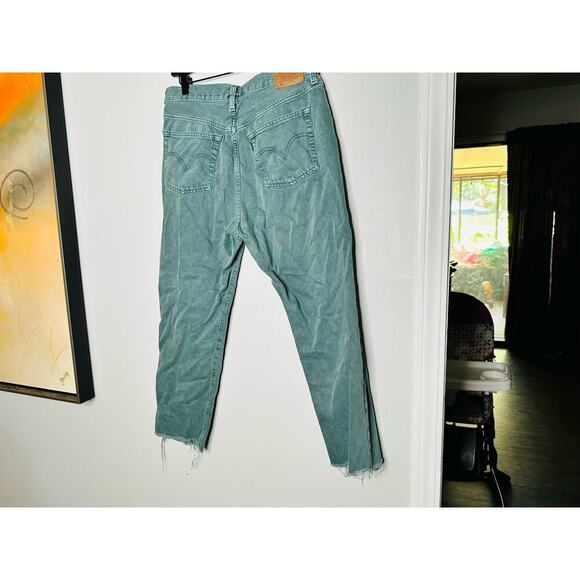 Levi's Premium 501 Original Green Misty Silver Pine Cropped Jeans Size W31 L26 - Picture 6 of 16